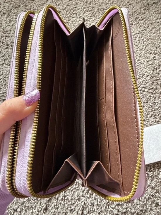 Butterfly-Embossed Double Zip Wallet - Lavender - Picture 8 of 10